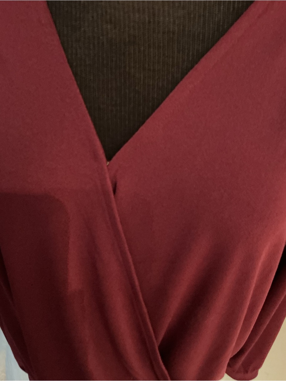 Banana Republic XL Burgundy Surplice Wrap Blouse Long Sleeve NWT - Picture 10 of 15